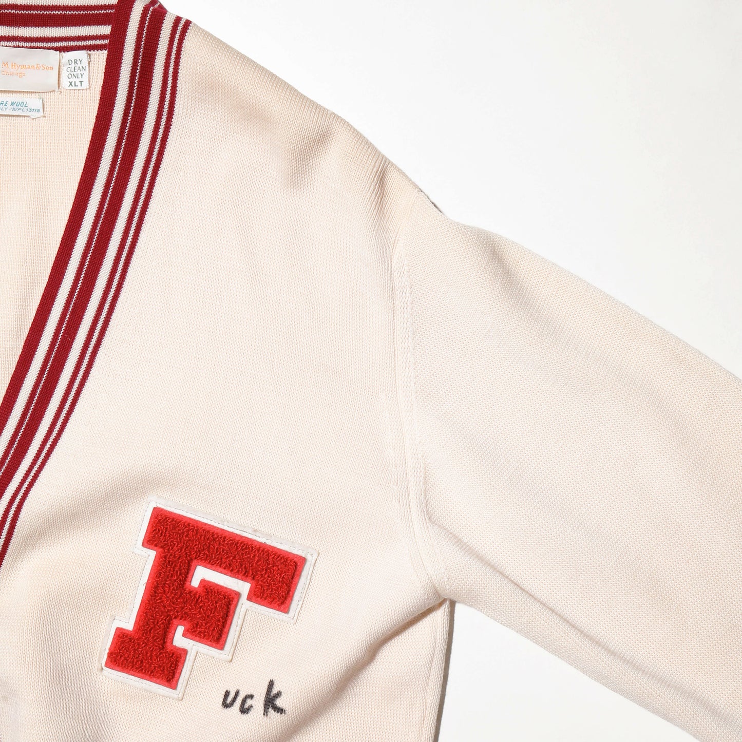 vintage 60's f*ck varsity cardigan