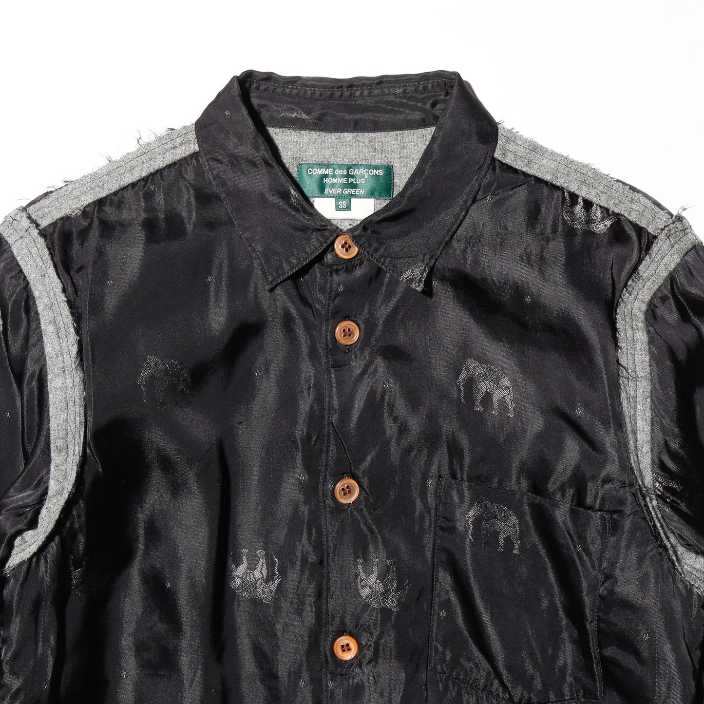 vintage 05's Comme des Garçons HOMME PLUS EVER GREEN inside out elephant satin shirt