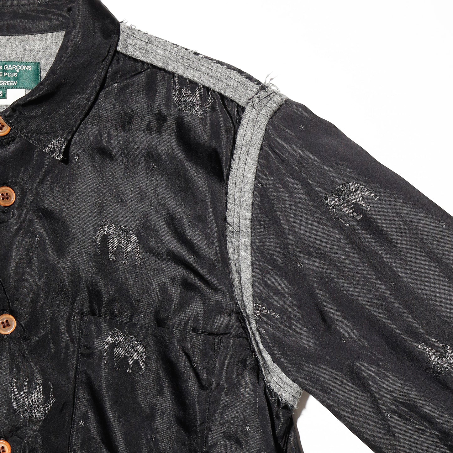 vintage 05's Comme des Garçons HOMME PLUS EVER GREEN inside out elephant satin shirt