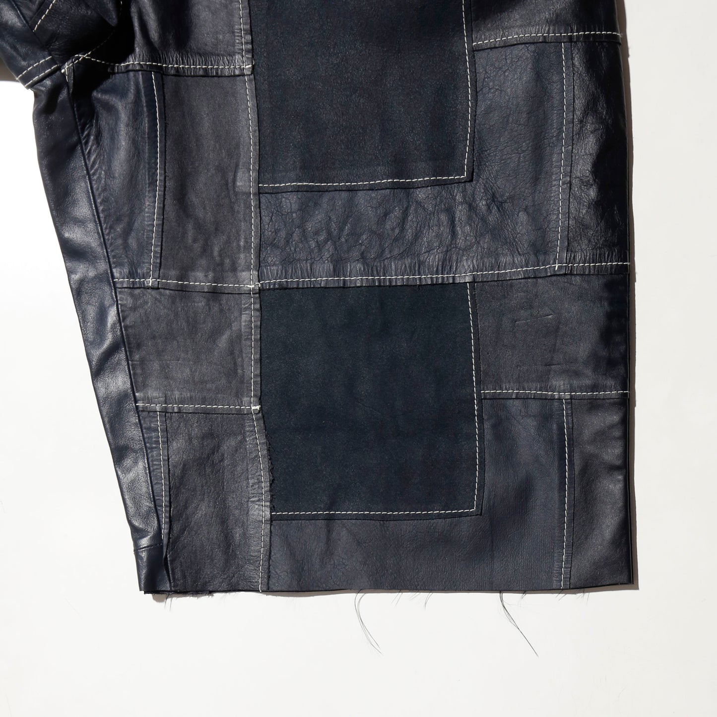 vintage craft patchwork leather bermuda shorts