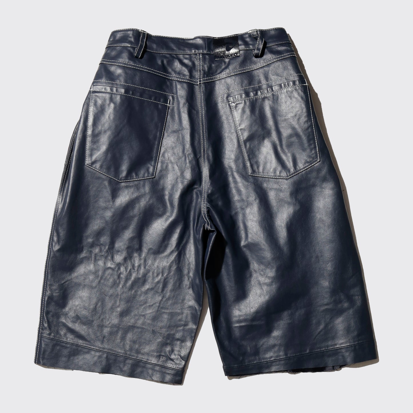 vintage craft patchwork leather bermuda shorts