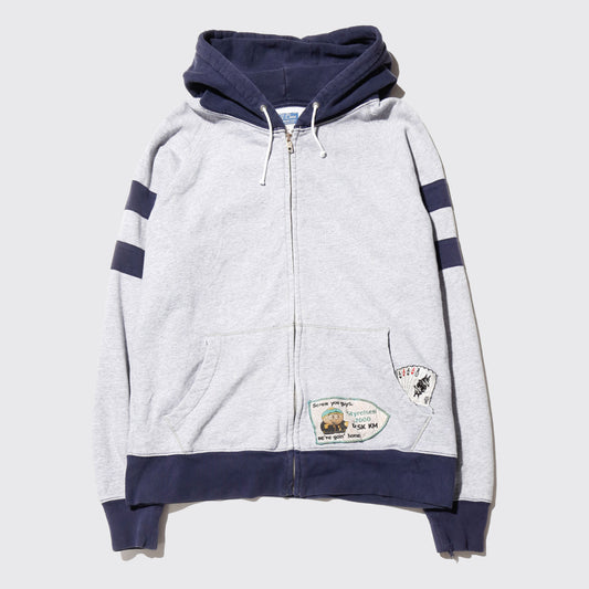 vintage j.crew patched zip hoodie