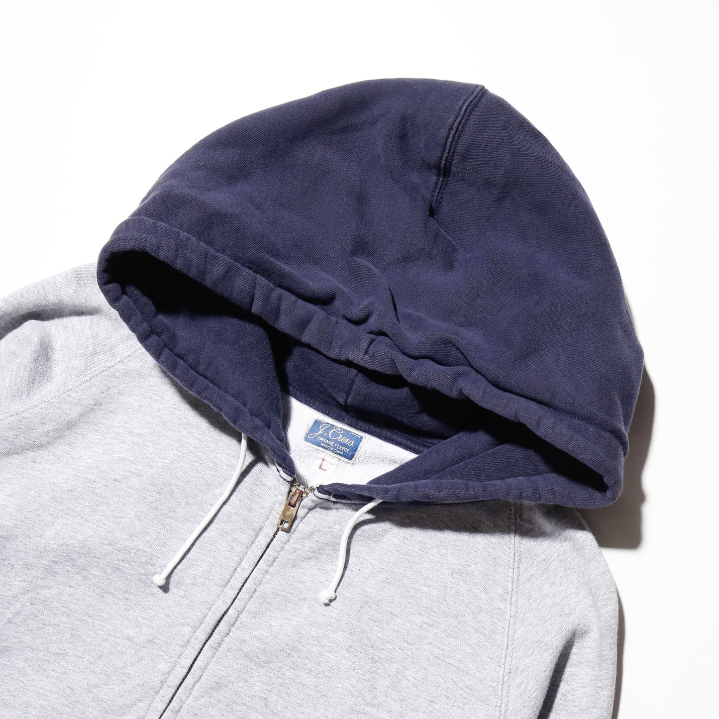 vintage j.crew patched zip hoodie