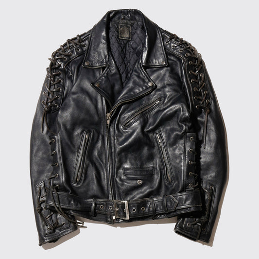 vintage 80's lace up riders leather jacket