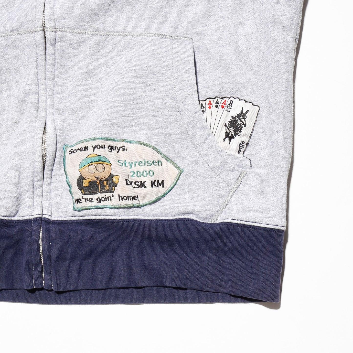 vintage j.crew patched zip hoodie
