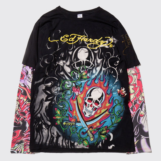 vintage Ed Hardy tatoo sleeve skull l/s