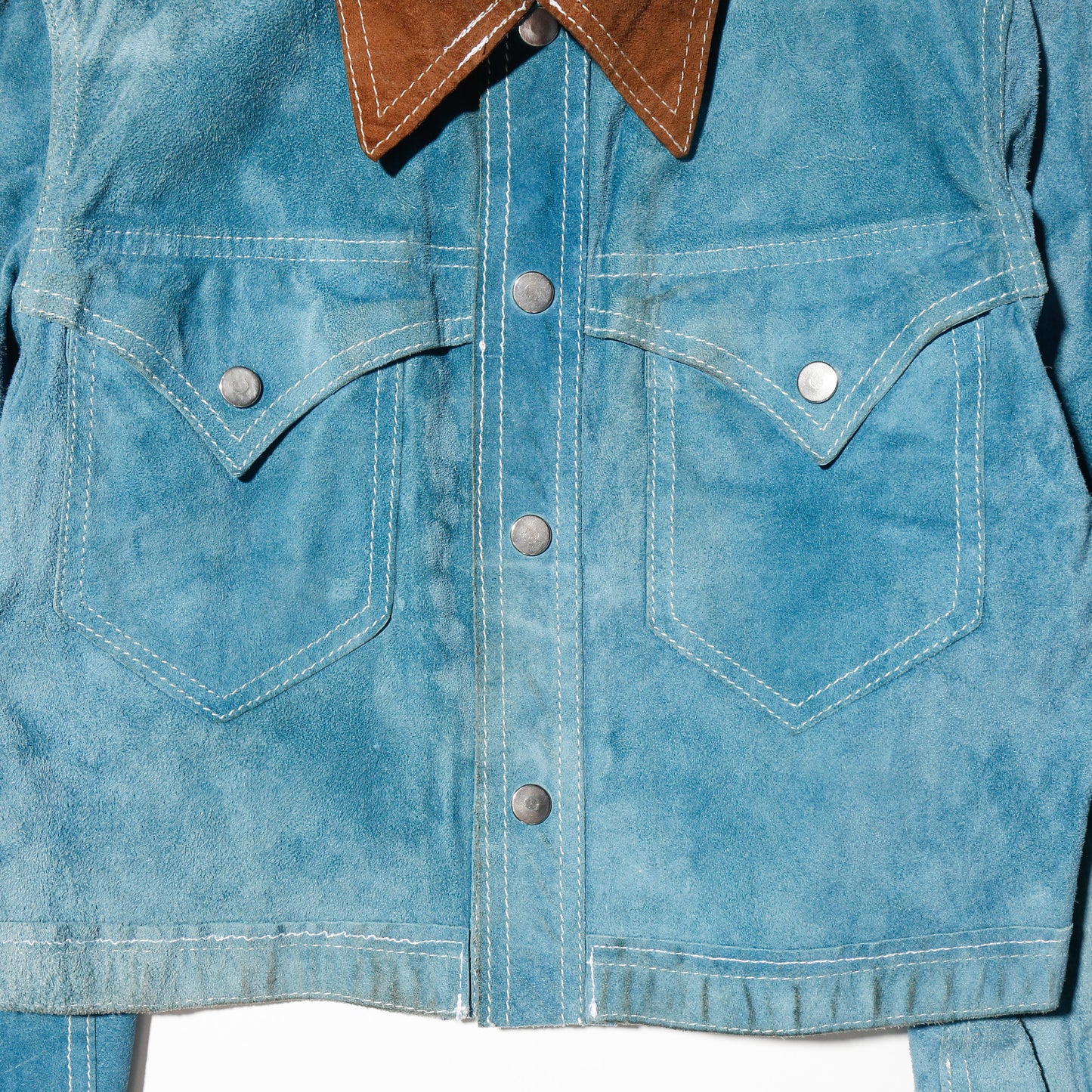vintage 70's cropped turquoise leather trucker jacket , *reversible