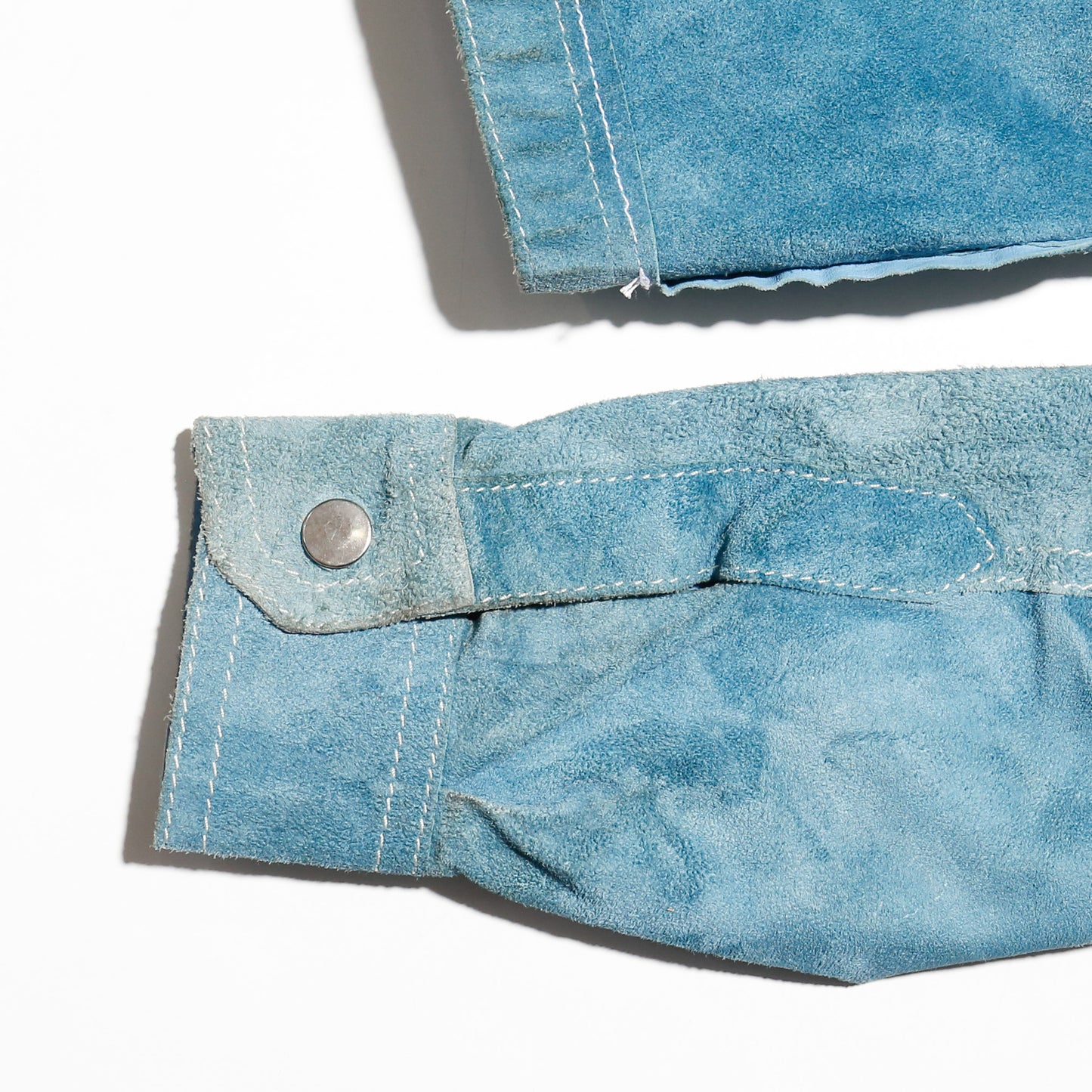 vintage 70's cropped turquoise leather trucker jacket , *reversible