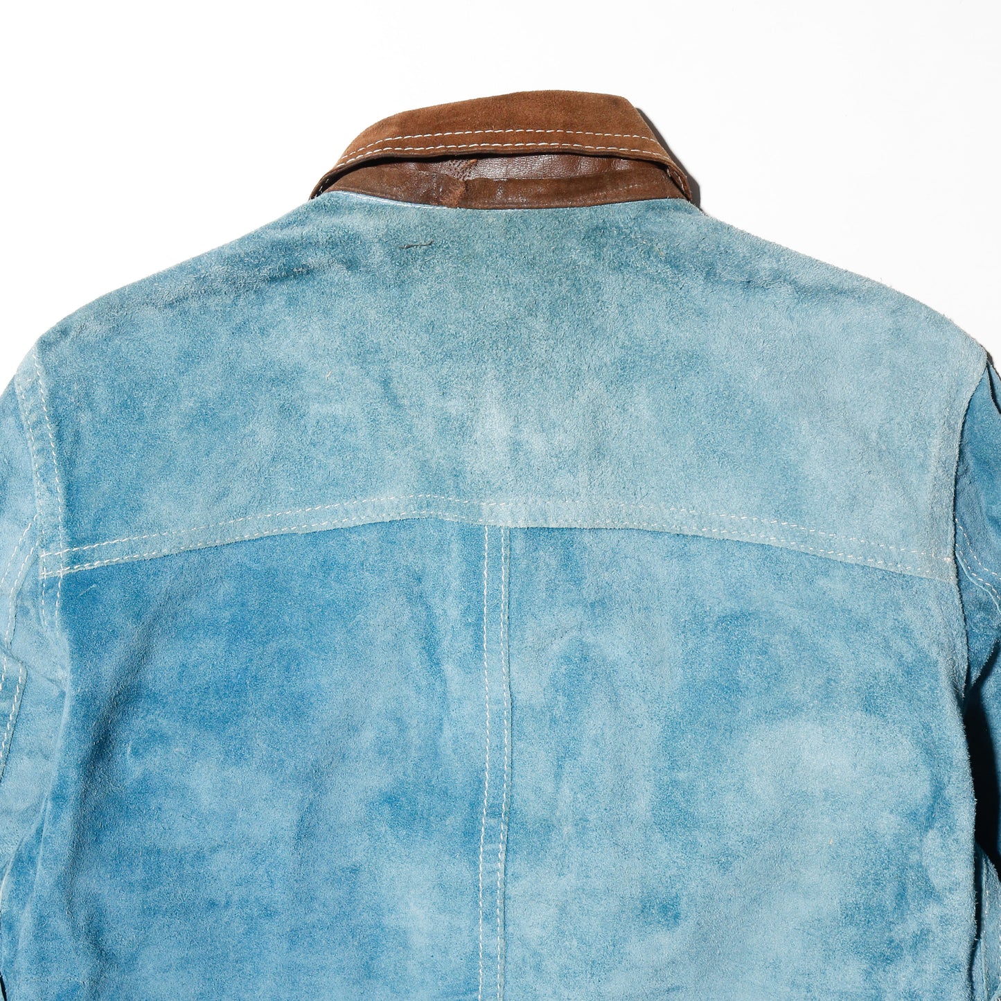 vintage 70's cropped turquoise leather trucker jacket , *reversible