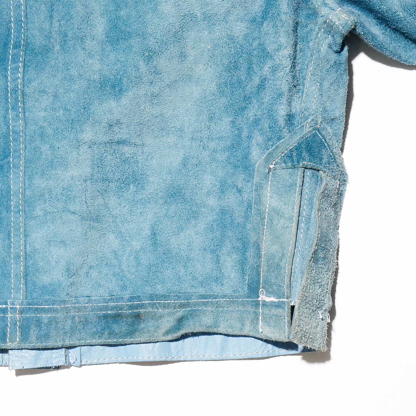 vintage 70's cropped turquoise leather trucker jacket , *reversible