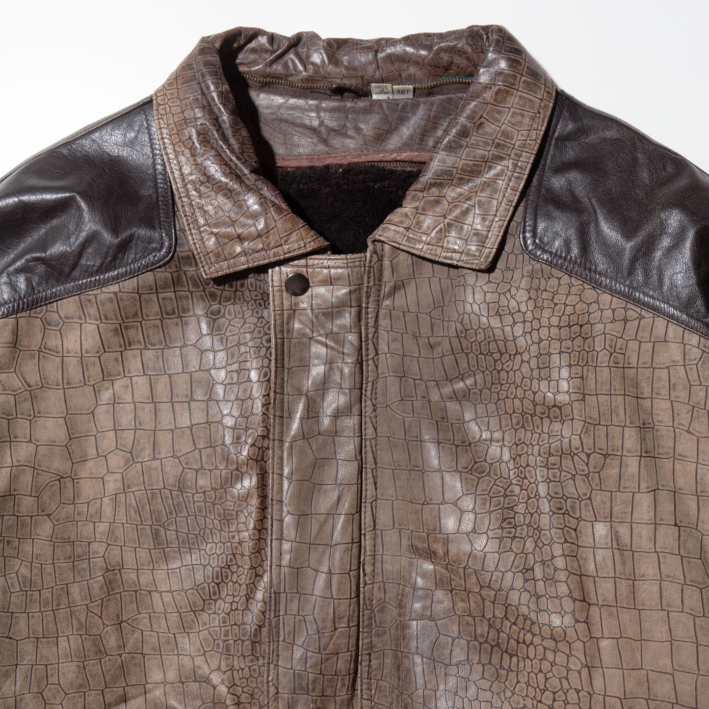 vintage croc pattern leather jacket