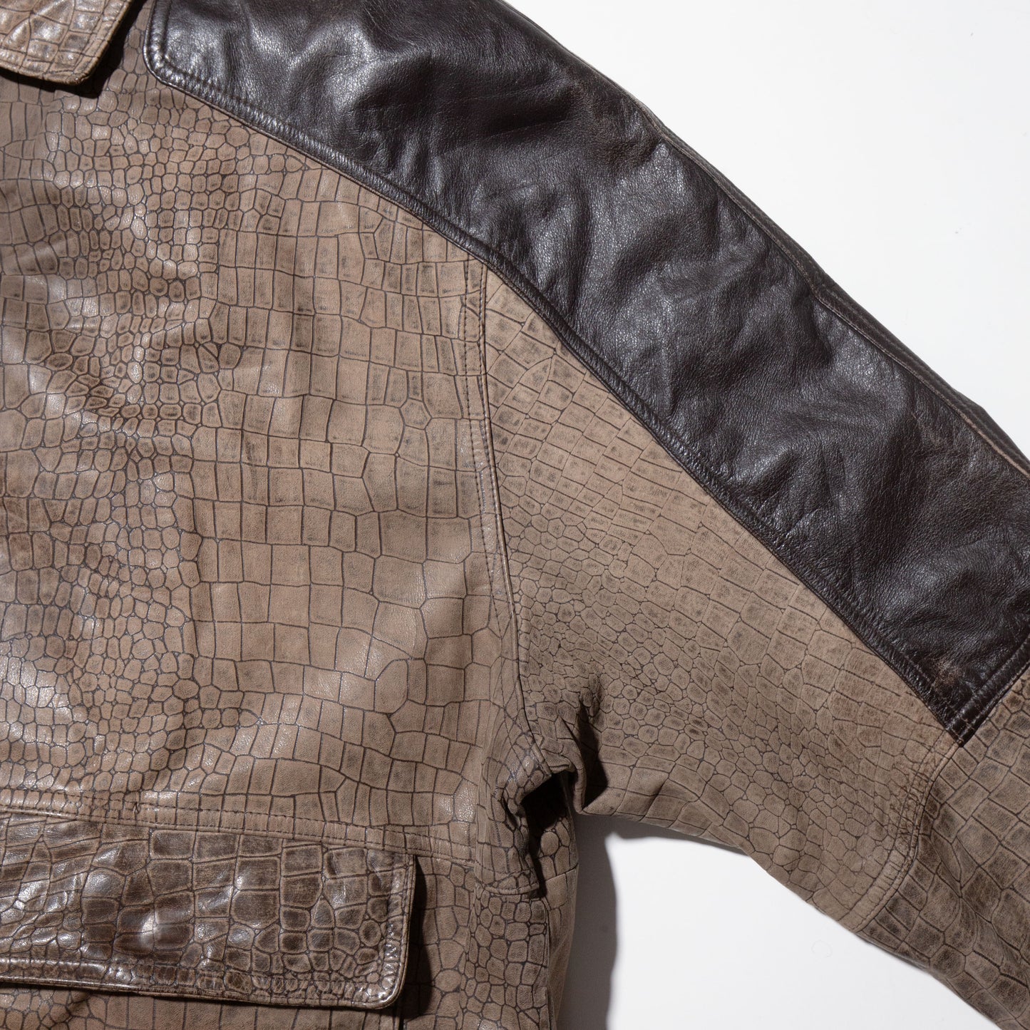 vintage croc pattern leather jacket