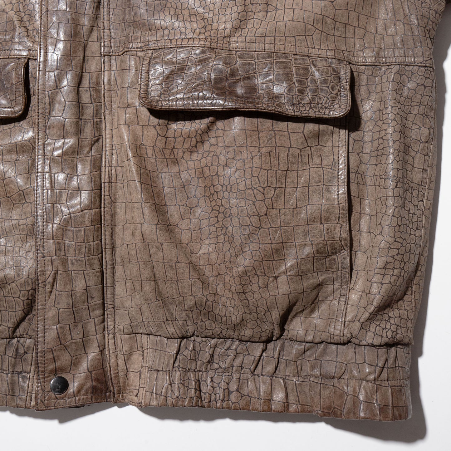 vintage croc pattern leather jacket