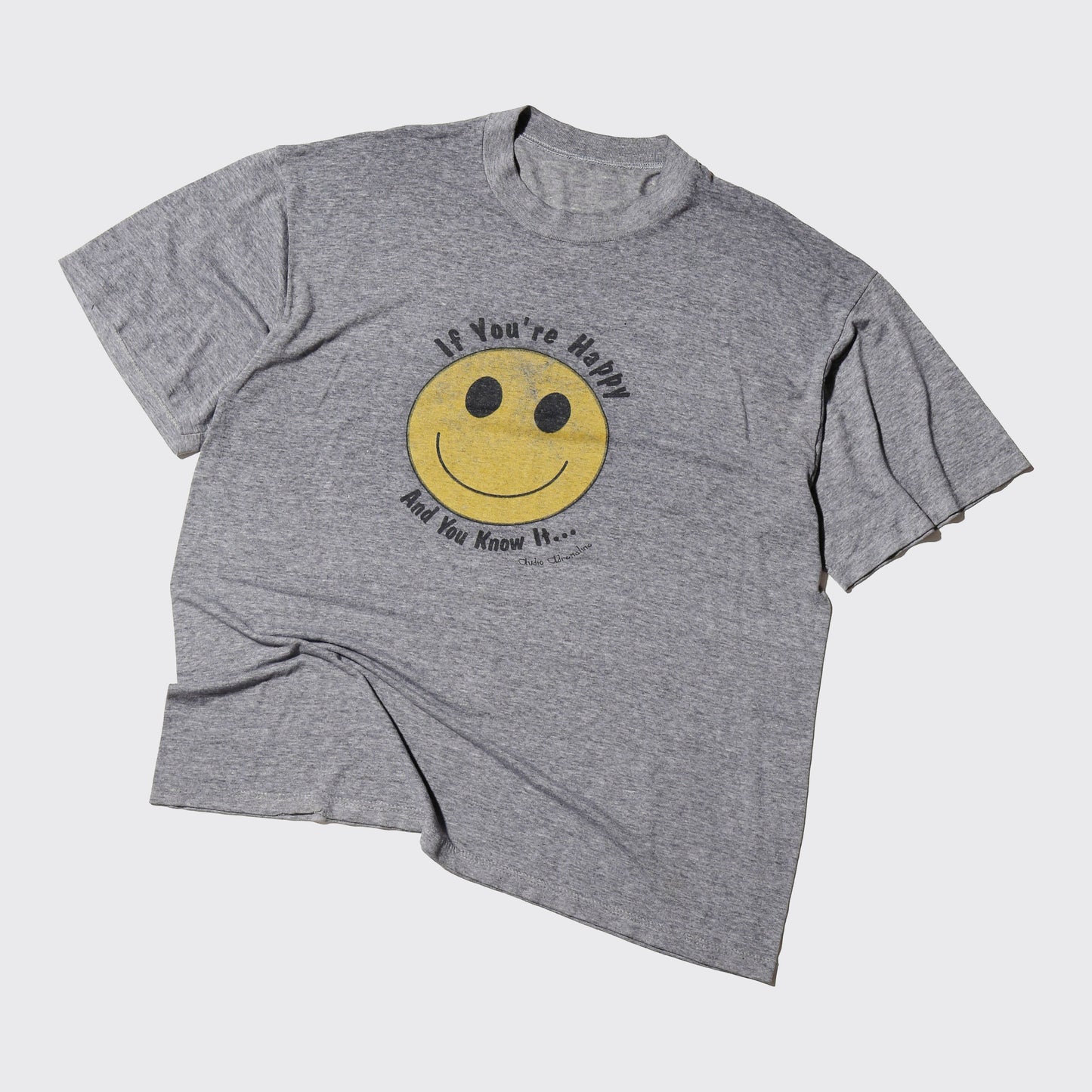 vintage 90's distressed smiley "if you're happy and you know it..." t-shirt