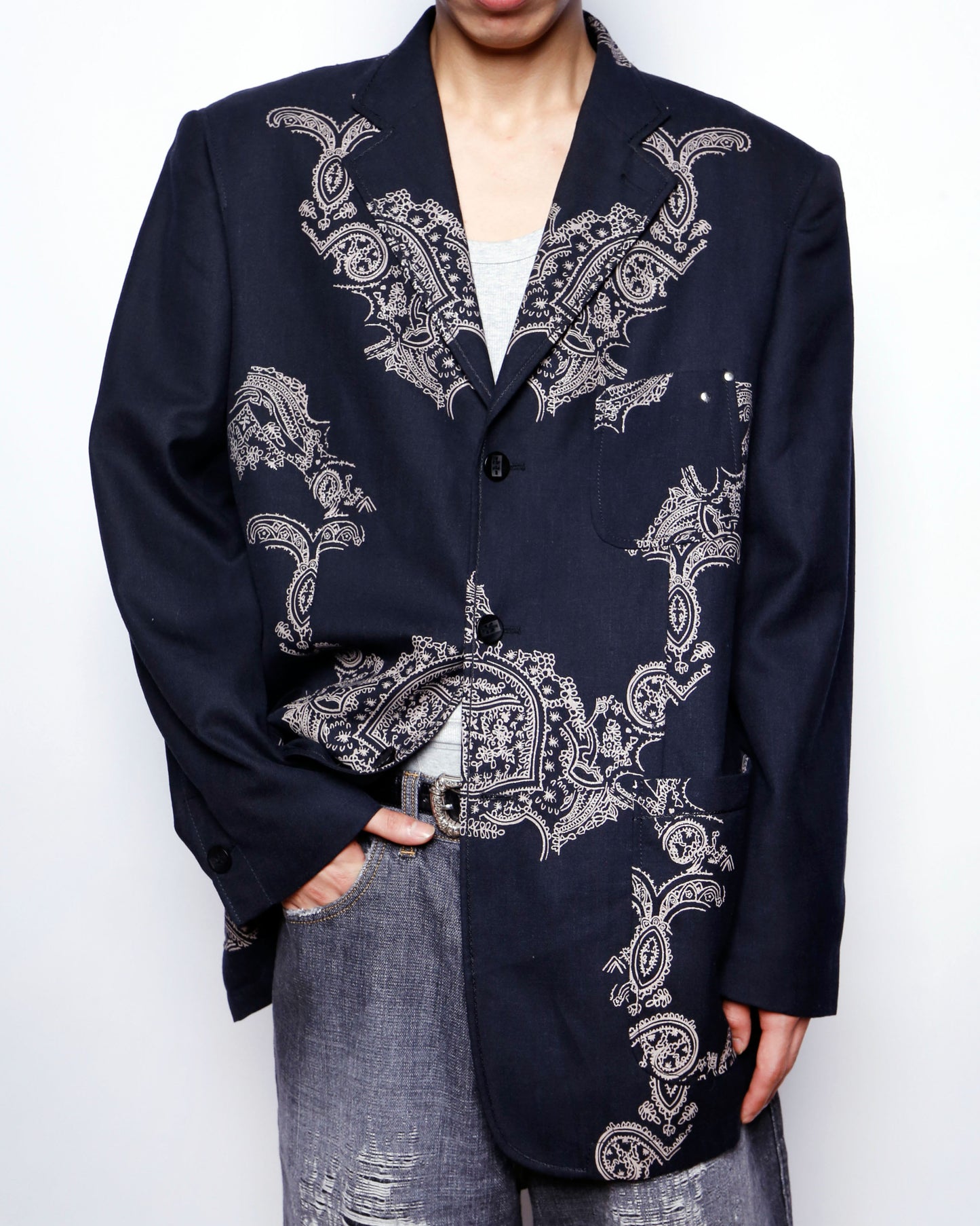 vintage bandanna tailored jacket