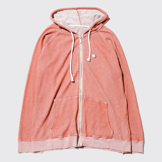 vintage thermal zip hoodie , with copper badge