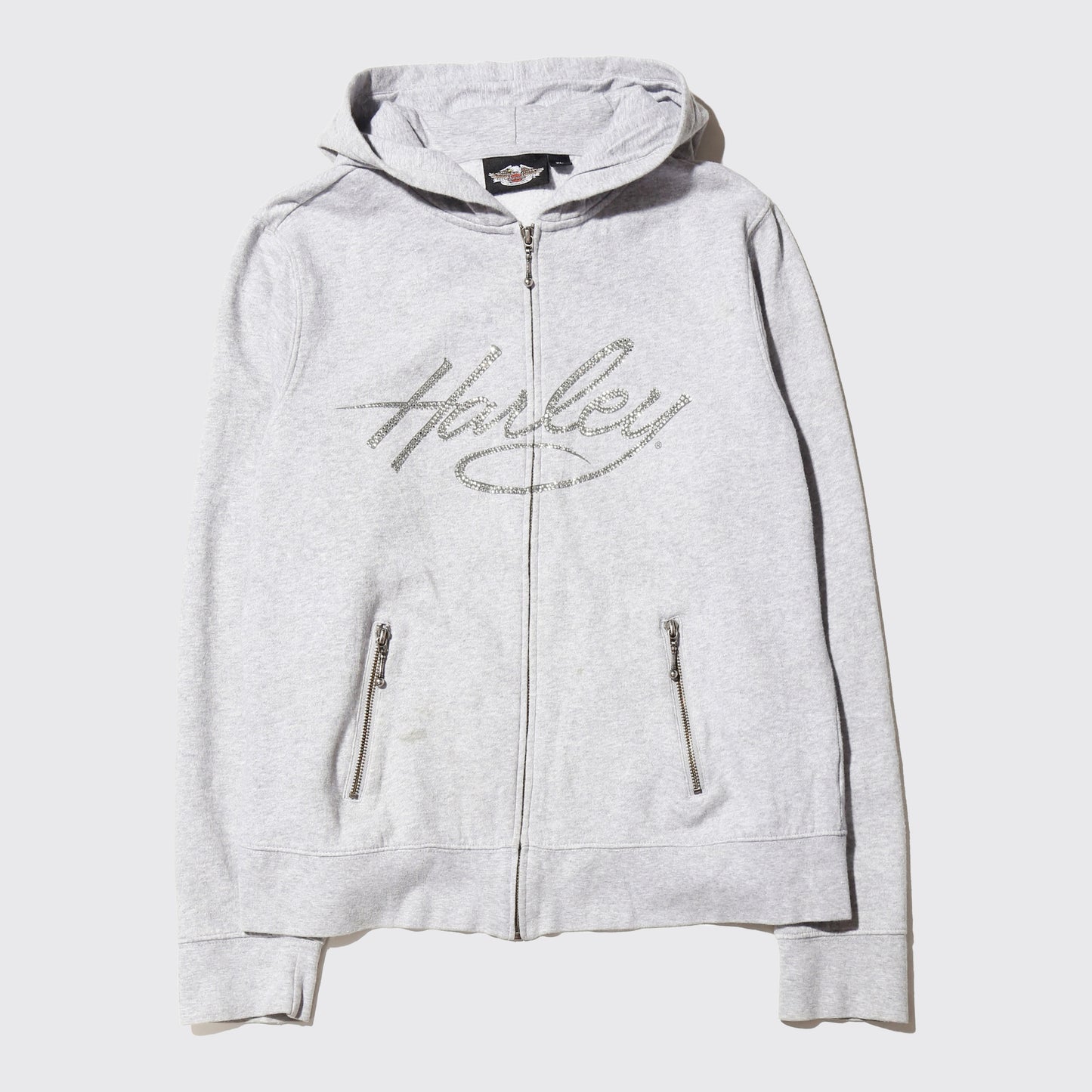 vintage 00's harley-davidson cropped rhinestone hoodie