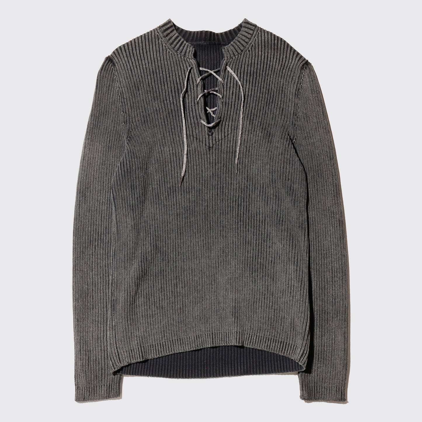 vintage lace up ribbed sweater