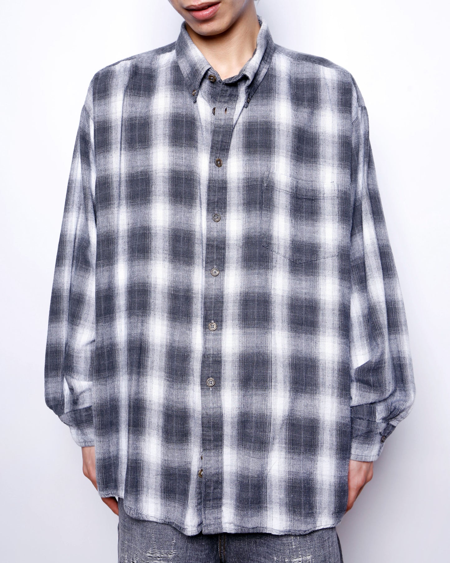 vintage ombre check loose shirt