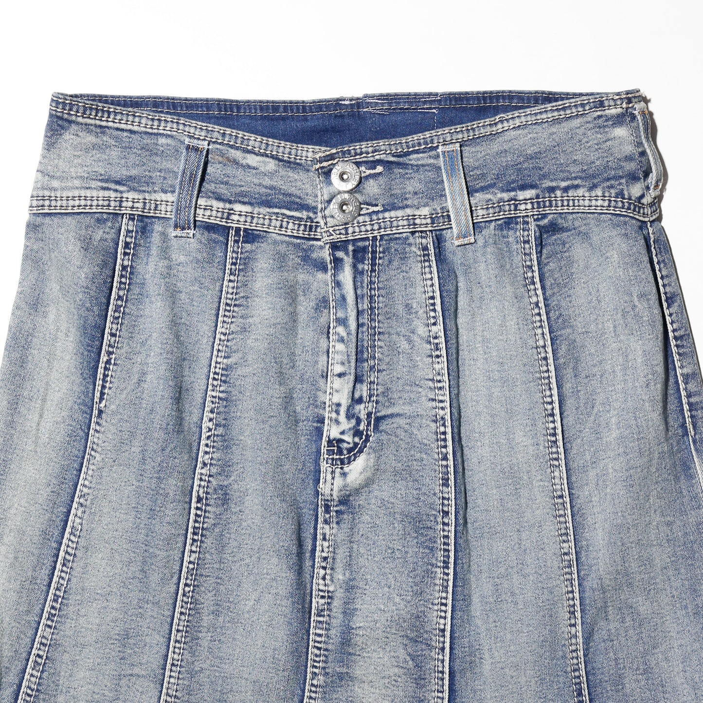 vintage contrast pleats denim skirt