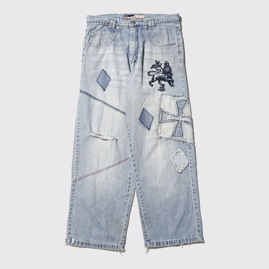 vintage southpole iron cross repaired baggy jeans