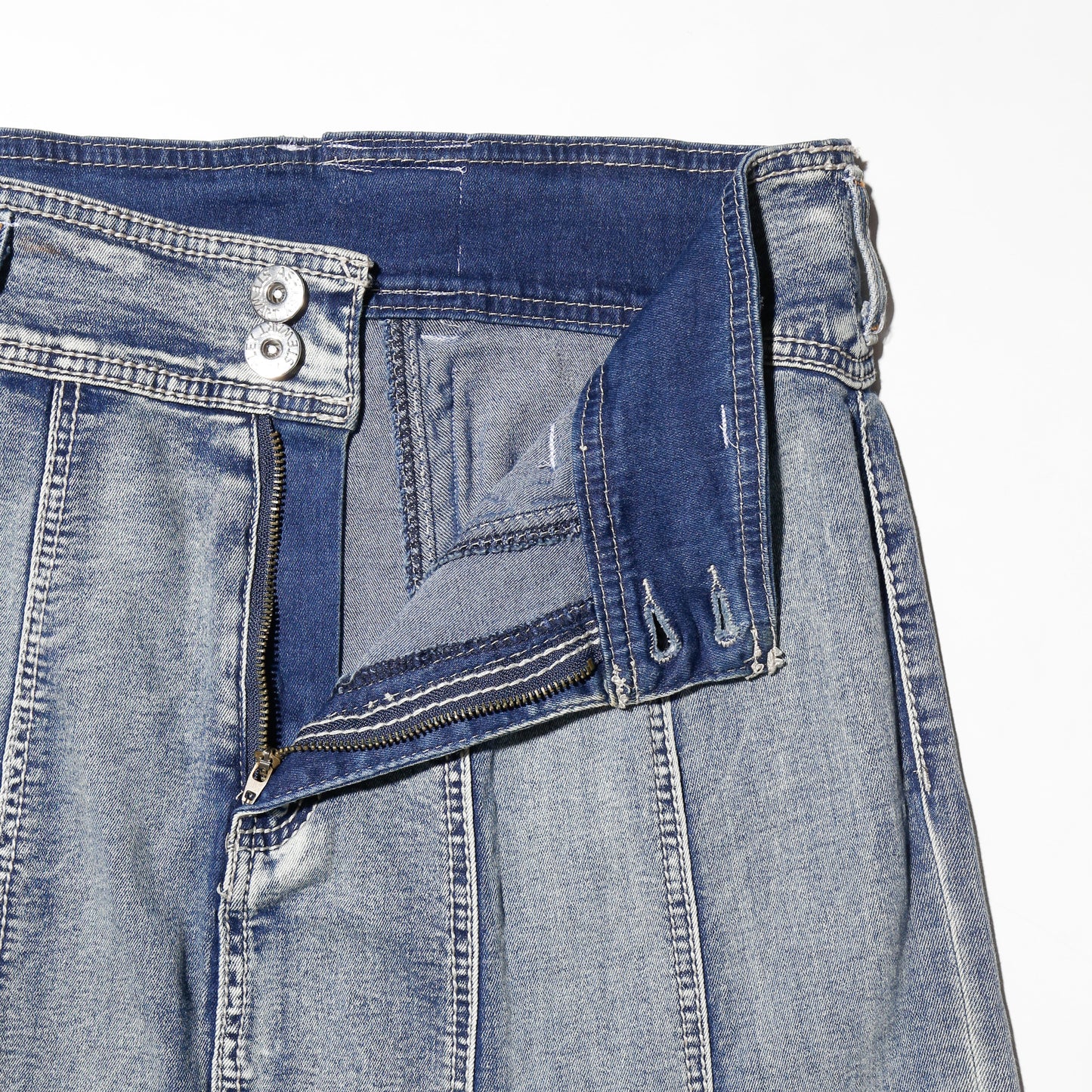 vintage contrast pleats denim skirt
