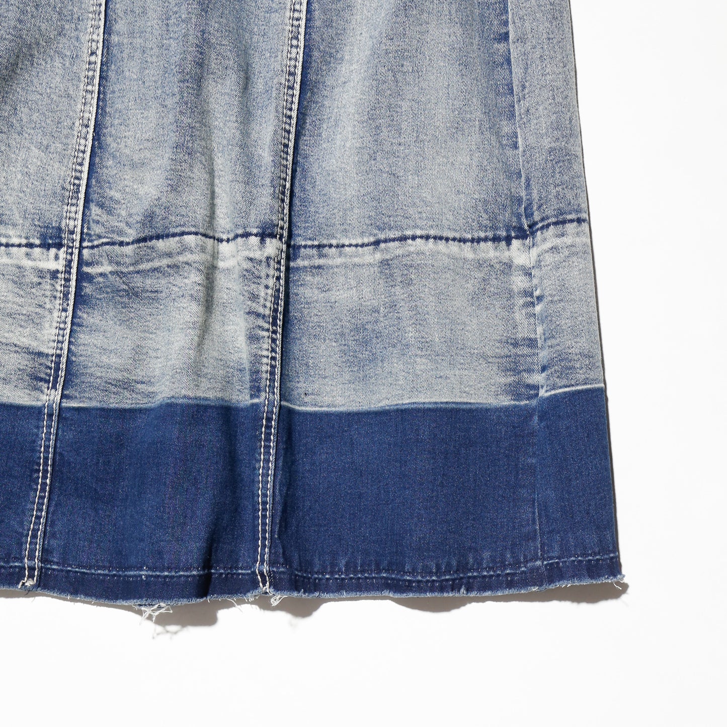 vintage contrast pleats denim skirt