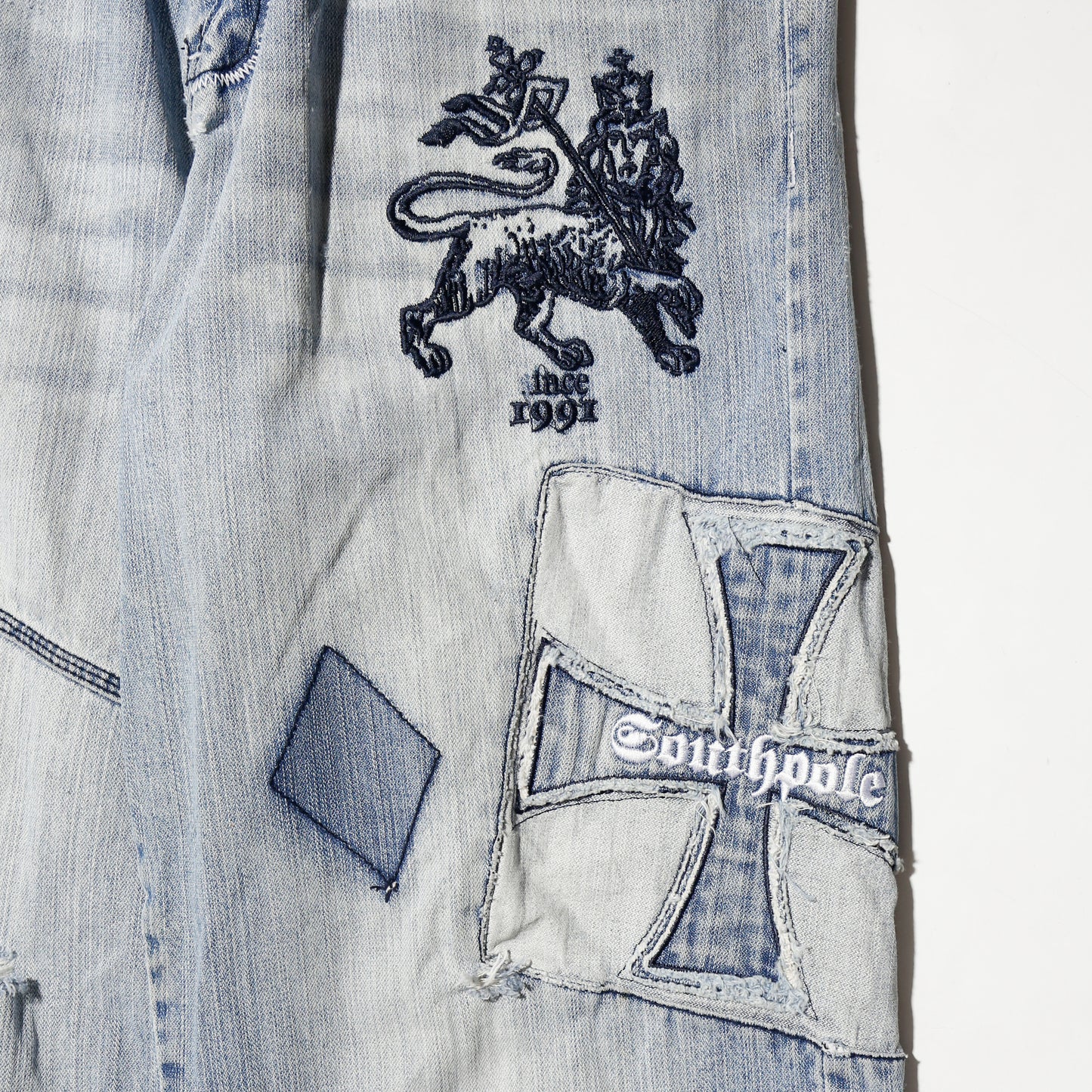 vintage southpole iron cross repaired baggy jeans