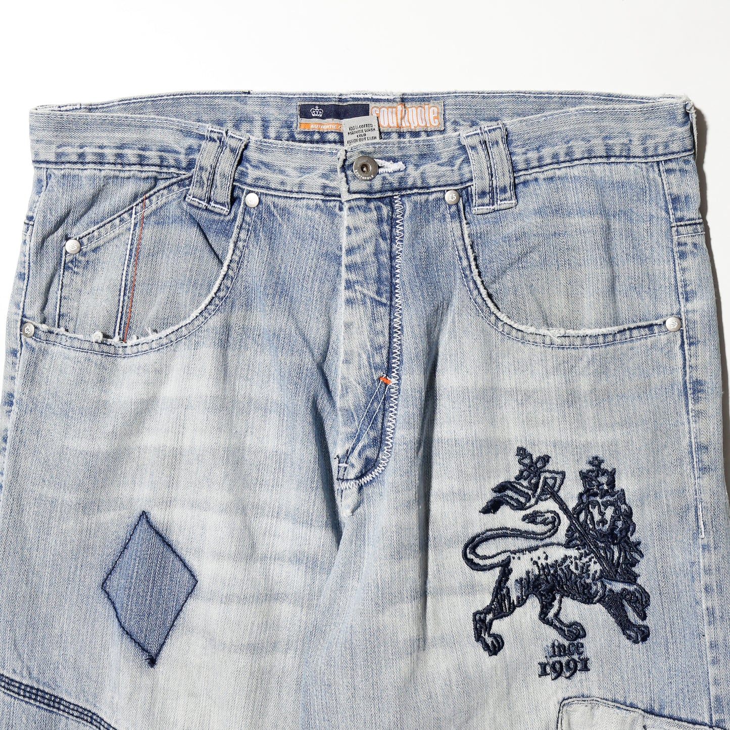 vintage southpole iron cross repaired baggy jeans