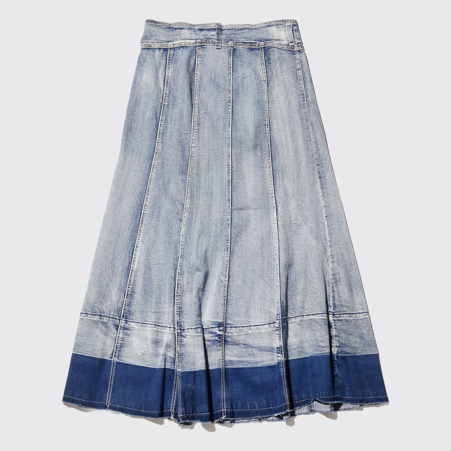 vintage contrast pleats denim skirt