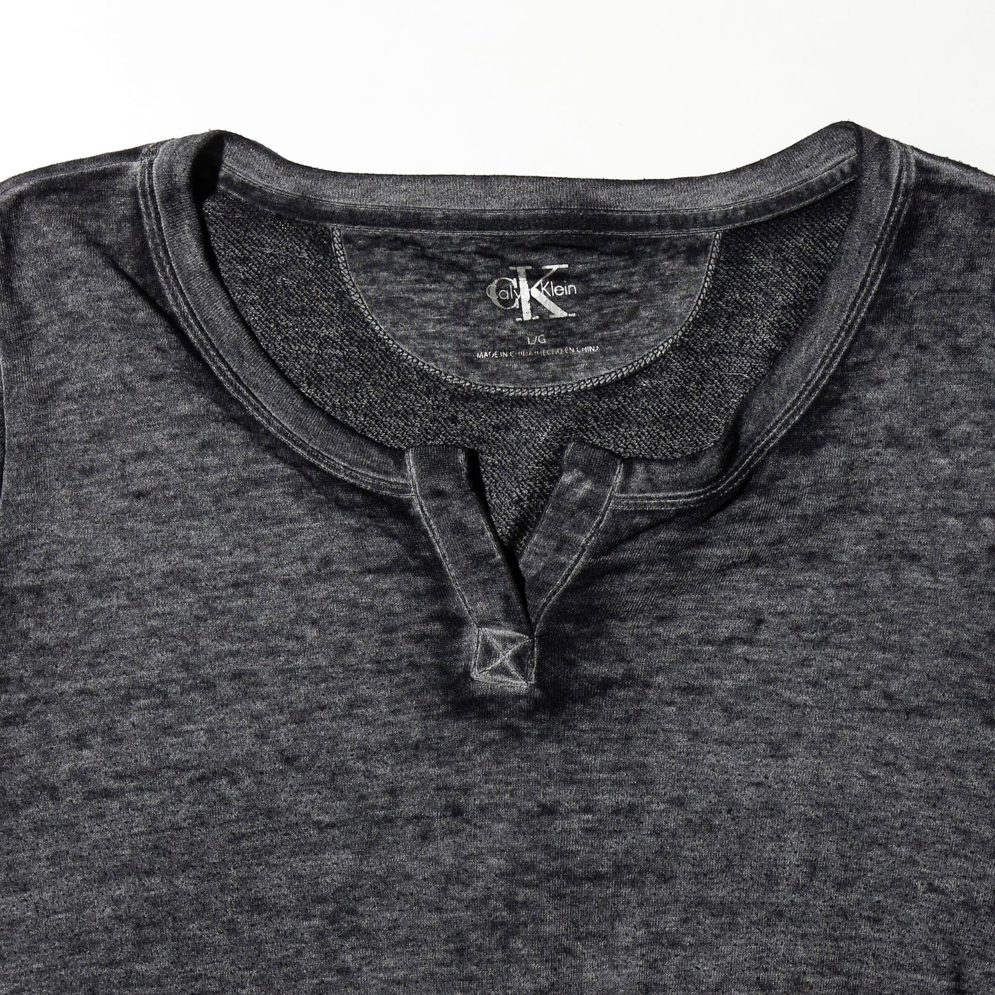 vintage calvin klein distressed henry neck t-shirt