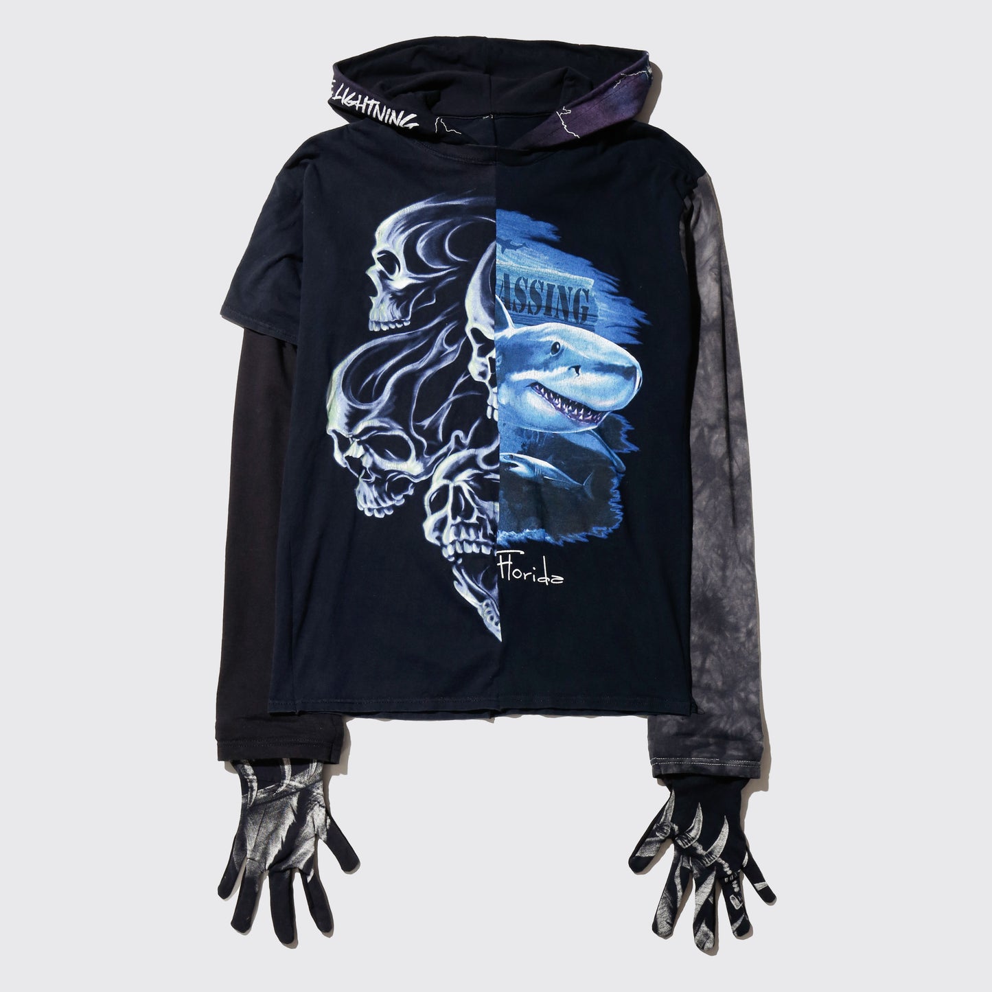 *one-off hybrid hooded cut sew, with detachable gloves