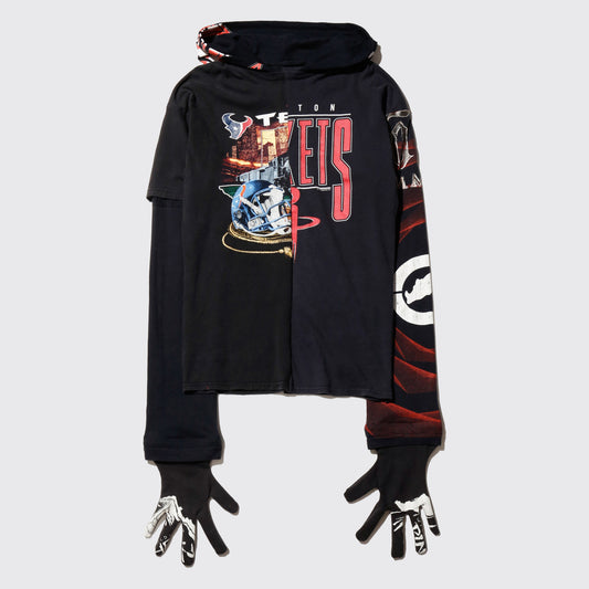 *one-off hybrid hooded cut sew, with detachable gloves