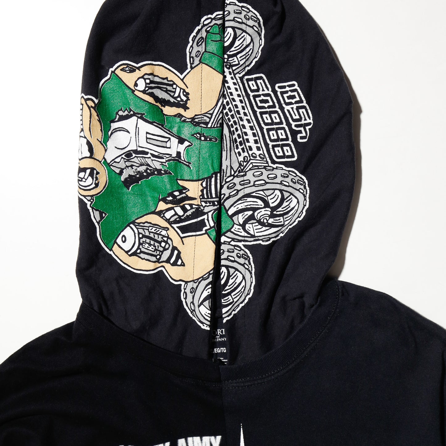 *one-off hybrid hooded cut sew, with detachable gloves