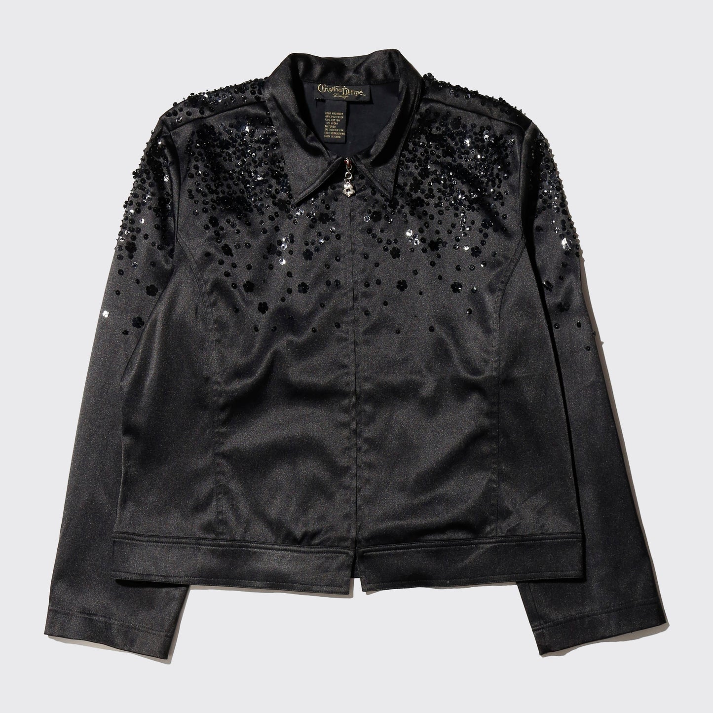 vintage shinny trucker satin jacket