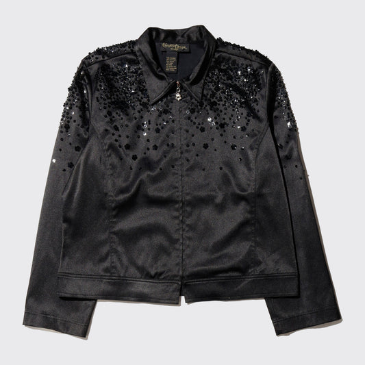 vintage shinny trucker satin jacket