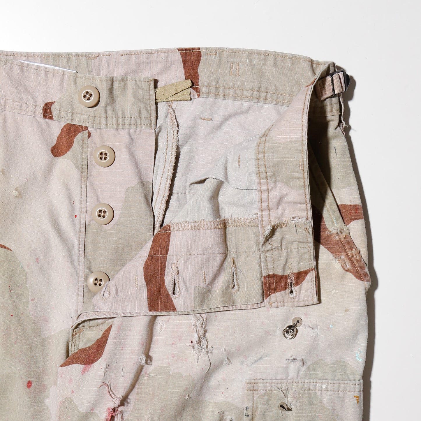 vintage usarmy desert camo studs broken trousers