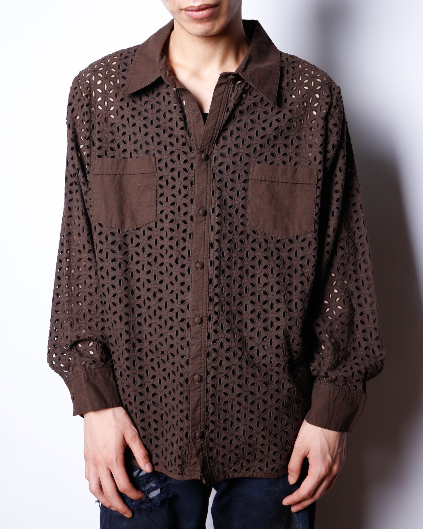 vintage flower eyelet shirt