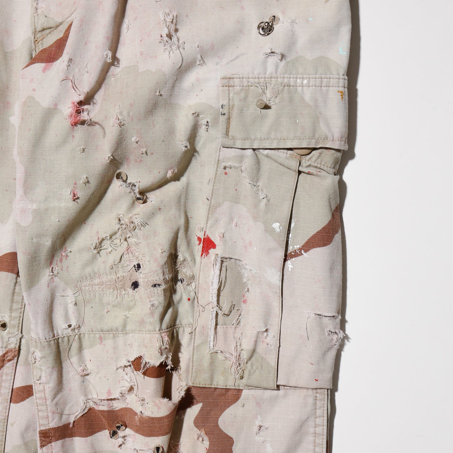 vintage usarmy desert camo studs broken trousers