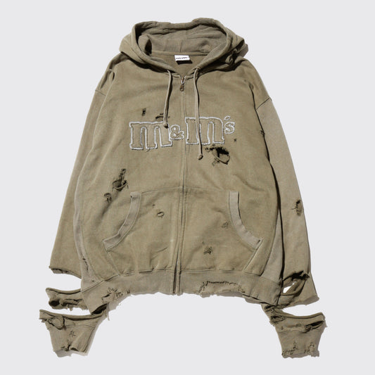 *one-off m&m's broken zip hoodie