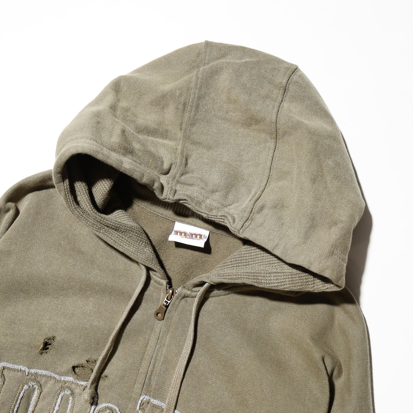 *one-off m&m's broken zip hoodie