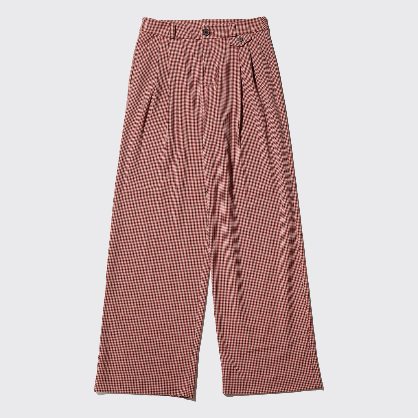vintage tucked wide check slacks