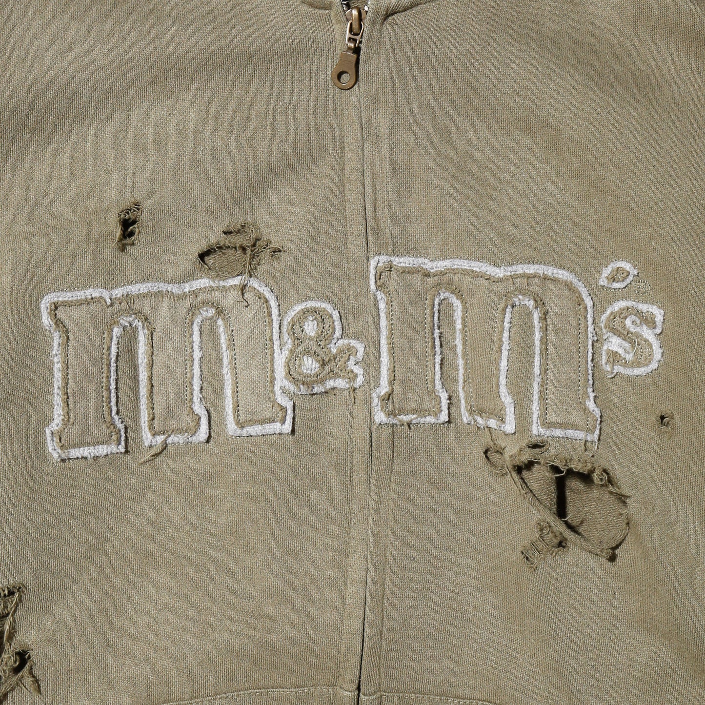 *one-off m&m's broken zip hoodie