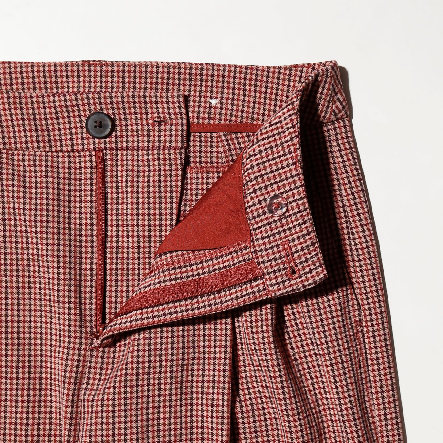 vintage tucked wide check slacks