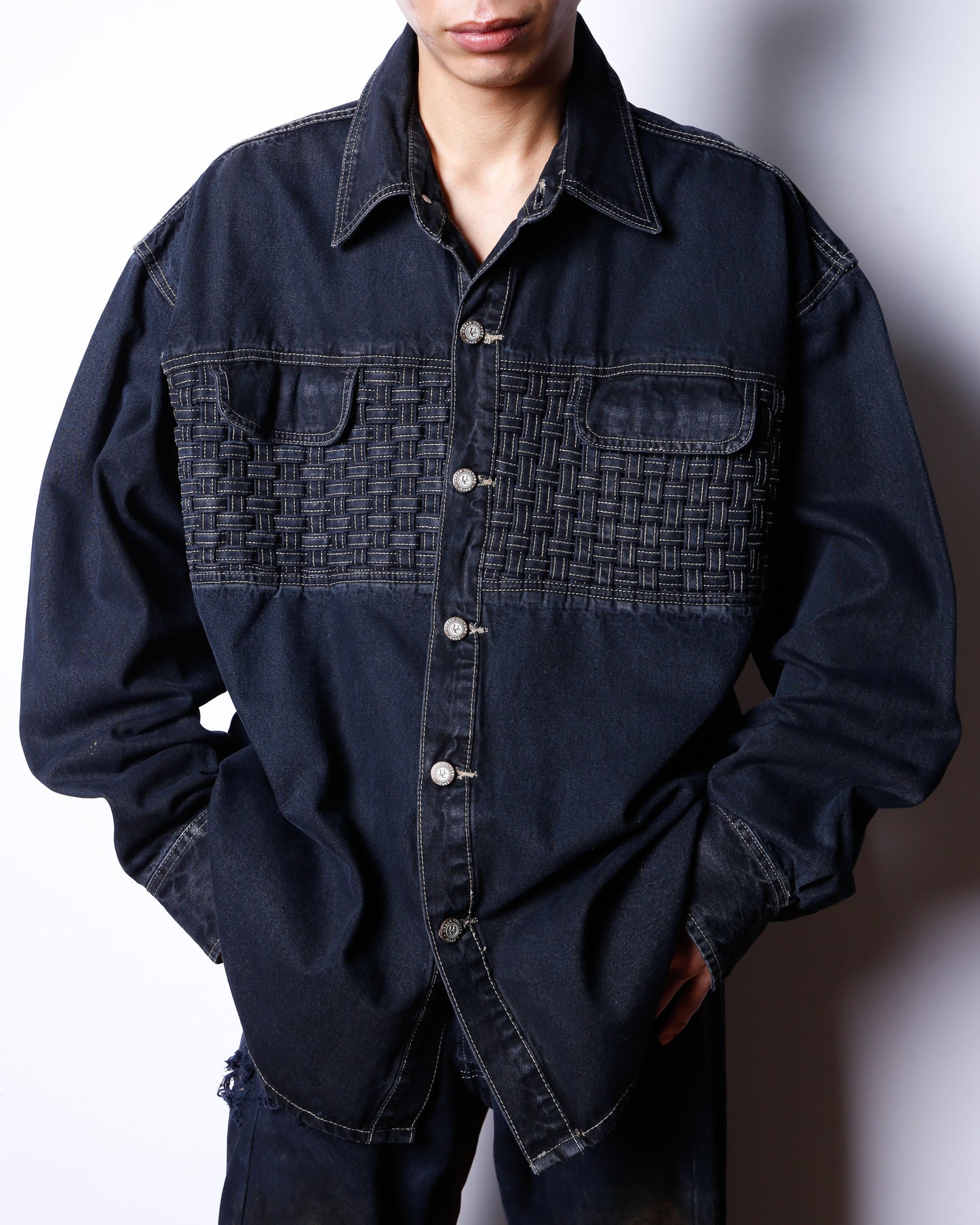 vintage braid trucker jacket