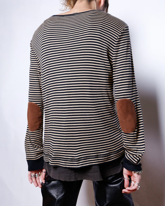 vintage lauren ralph lauren elbow patch border l/s t-shirt