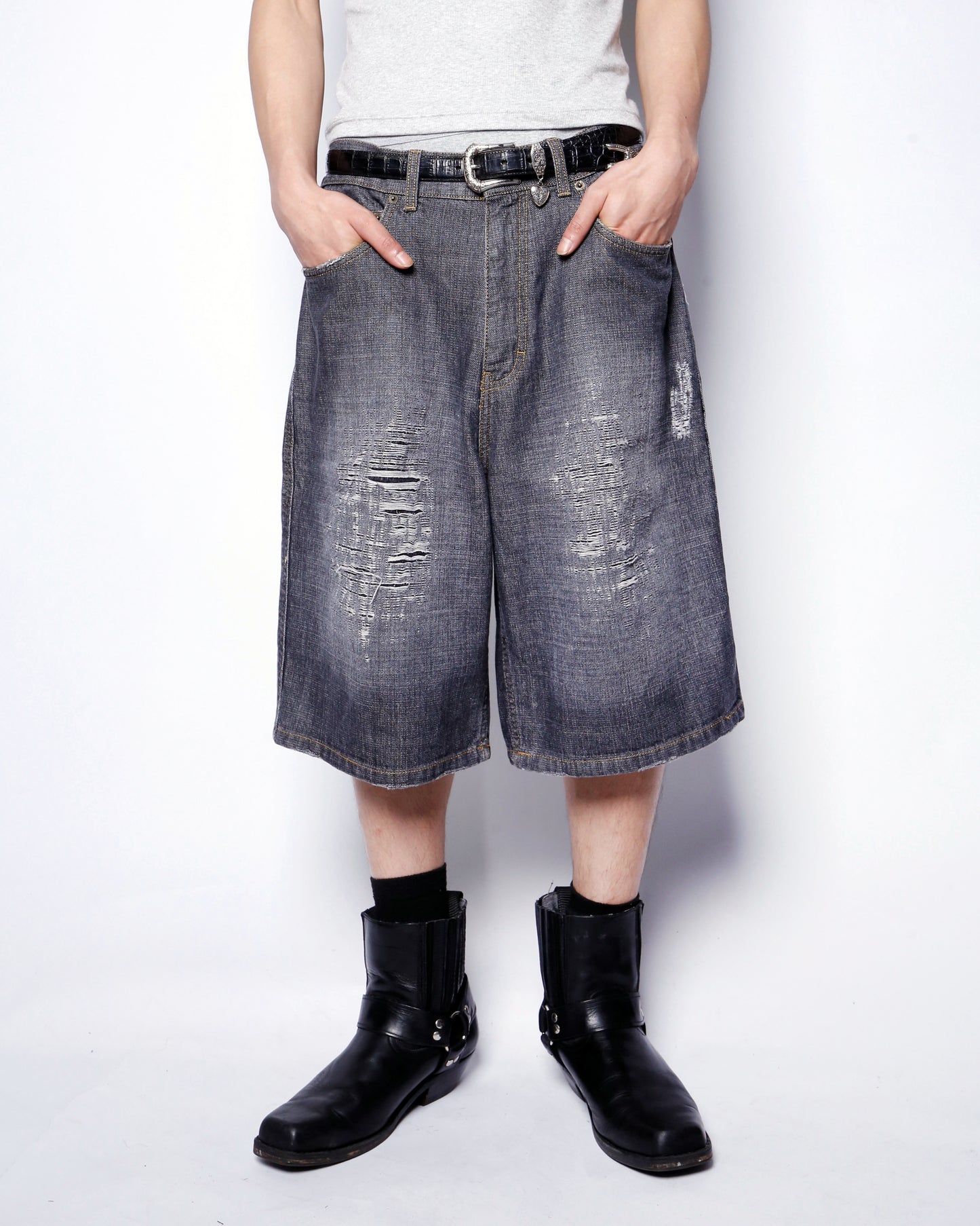 vintage crushed baggy shorts