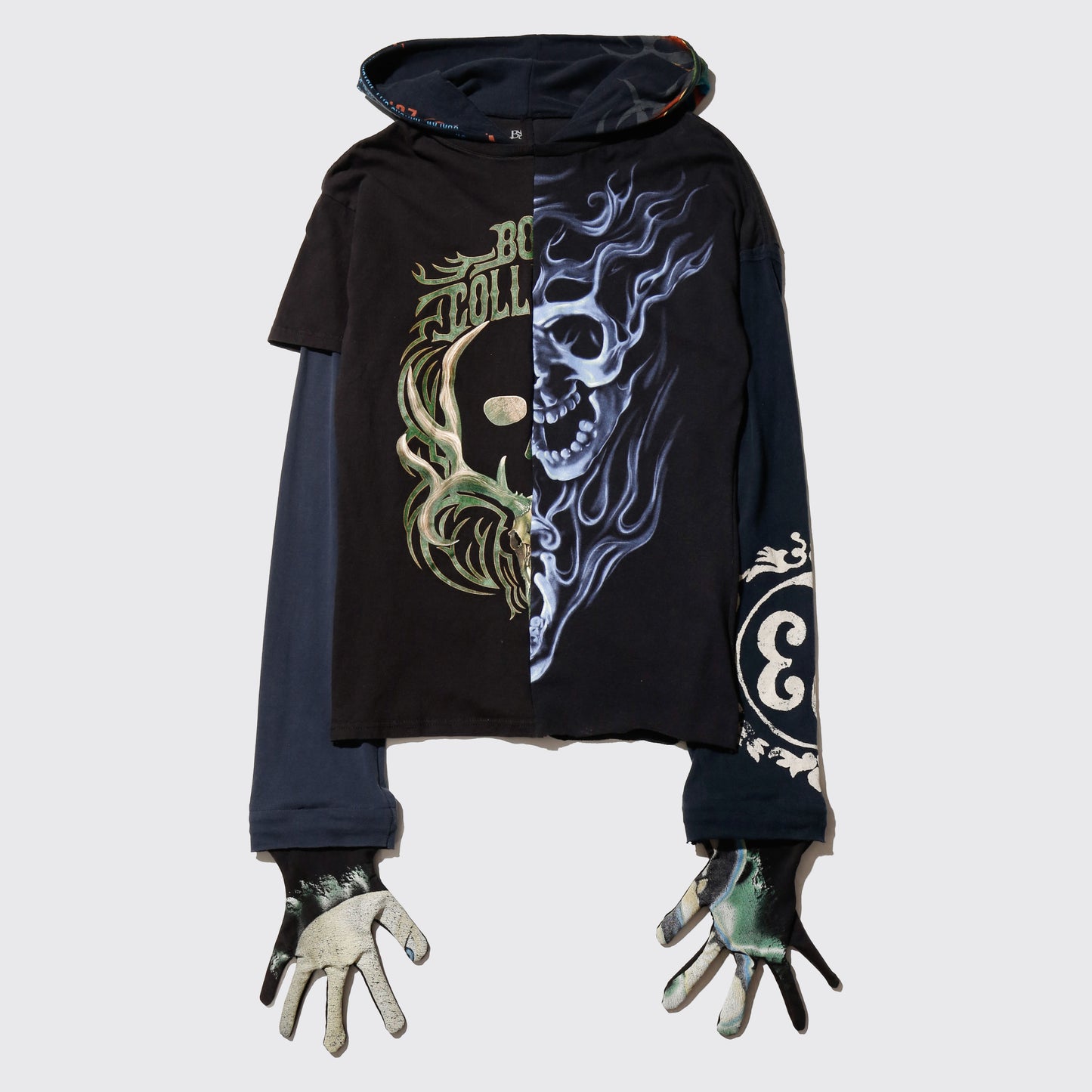 *one-off hybrid hooded cut sew, with detachable gloves