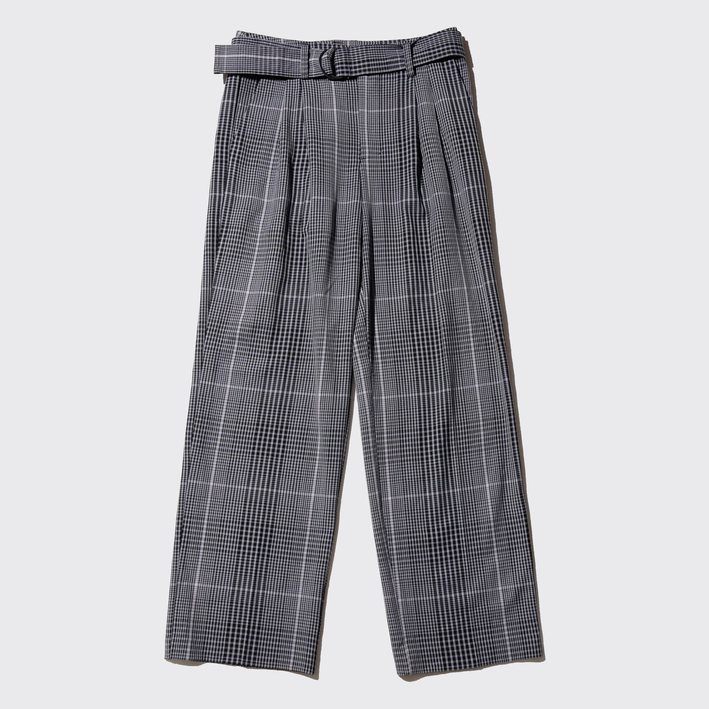 vintage belted glen check wide slacks
