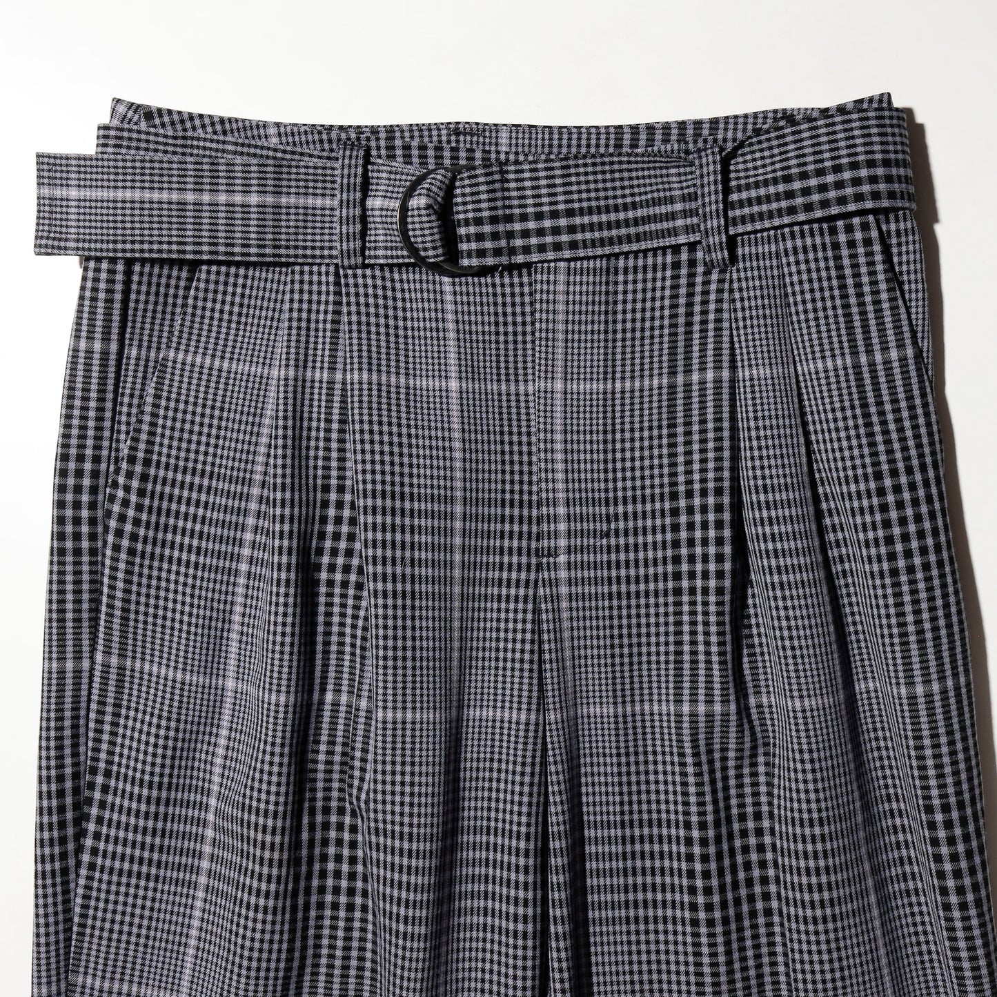 vintage belted glen check wide slacks